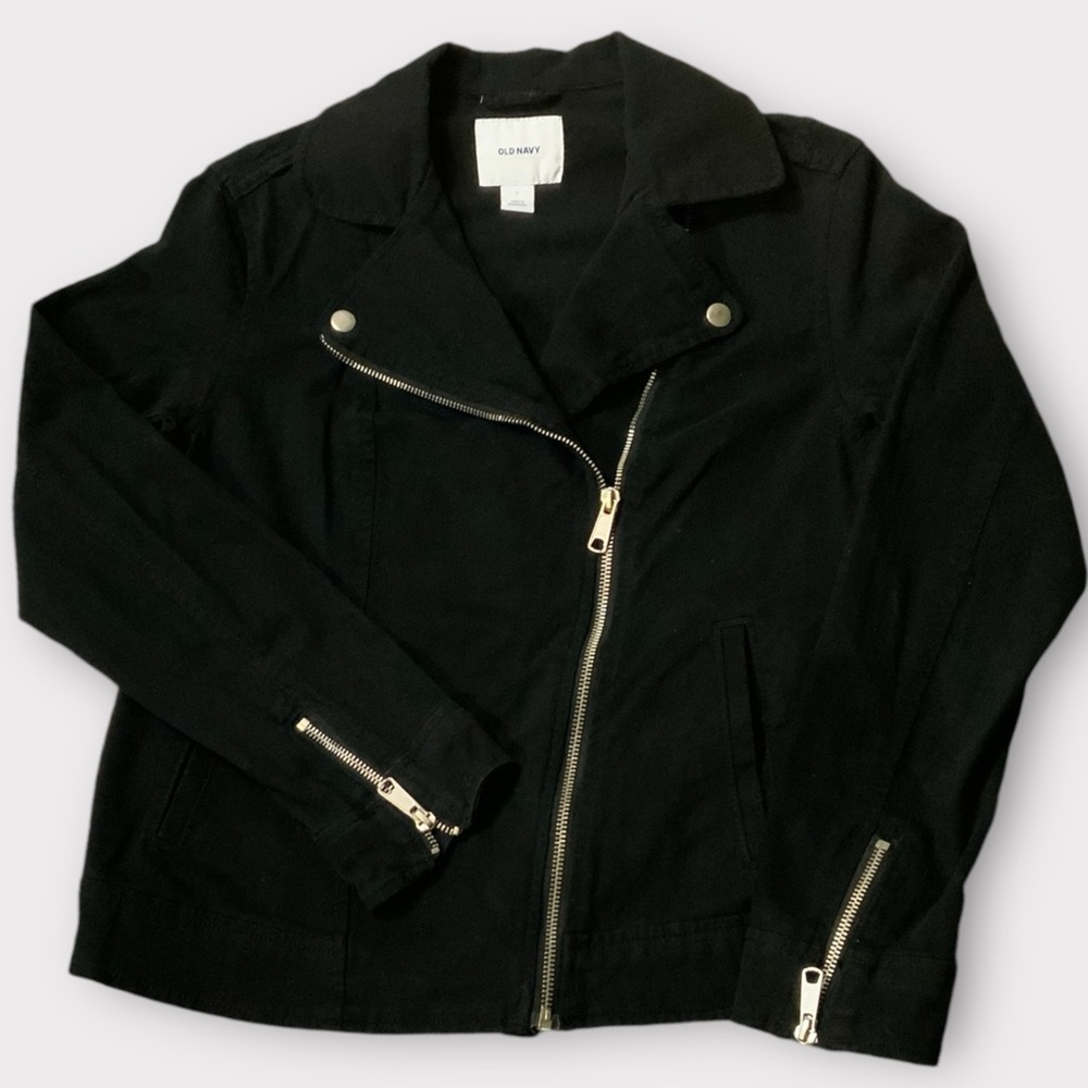 Old Navy Black  Motorcycle Style Light Weight Jacket Size Small #211